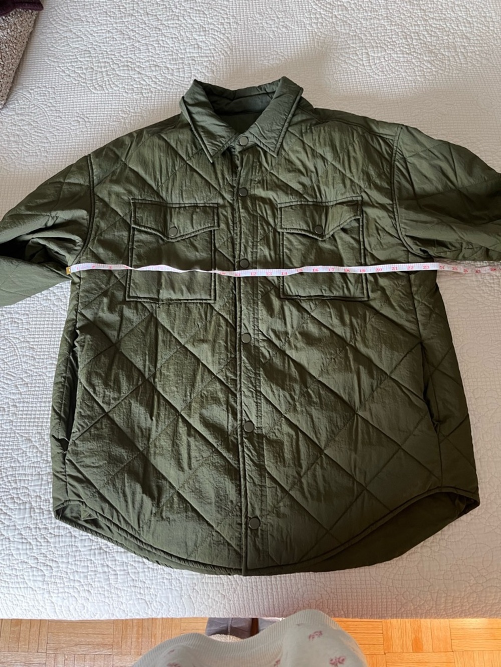 Oak + Fort Quilted Olive Green Button-Front Jacket - Picture 4 of 5
